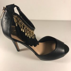 Thalia Sodi Peep-Toe-Ankle-Strap Pump Black 8.5m